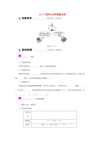 九年级物理上册 13.3怎样认识和测量电流学案（含练习）（新版）粤教沪版-（新版）粤教沪版初中九年级上册物理学案