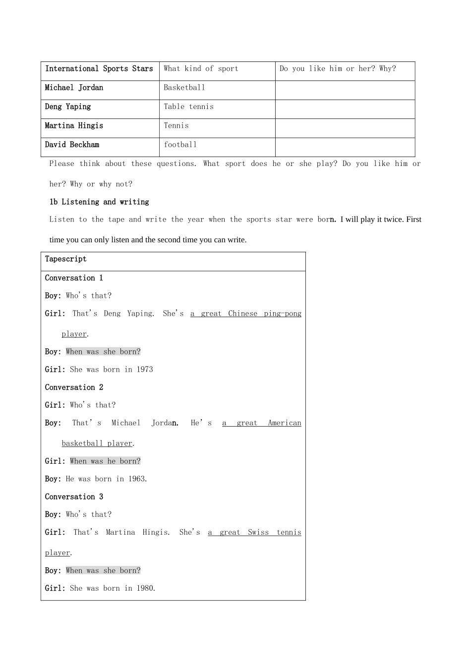 浙江省湖州市环渚学校八年级英语上册 Unit 9 When was he born 教案 人教新目标版_第3页