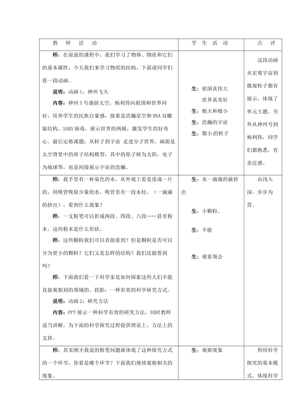 2014年春八年级物理下册 7.1 走进分子世界教案二 苏科版_第2页