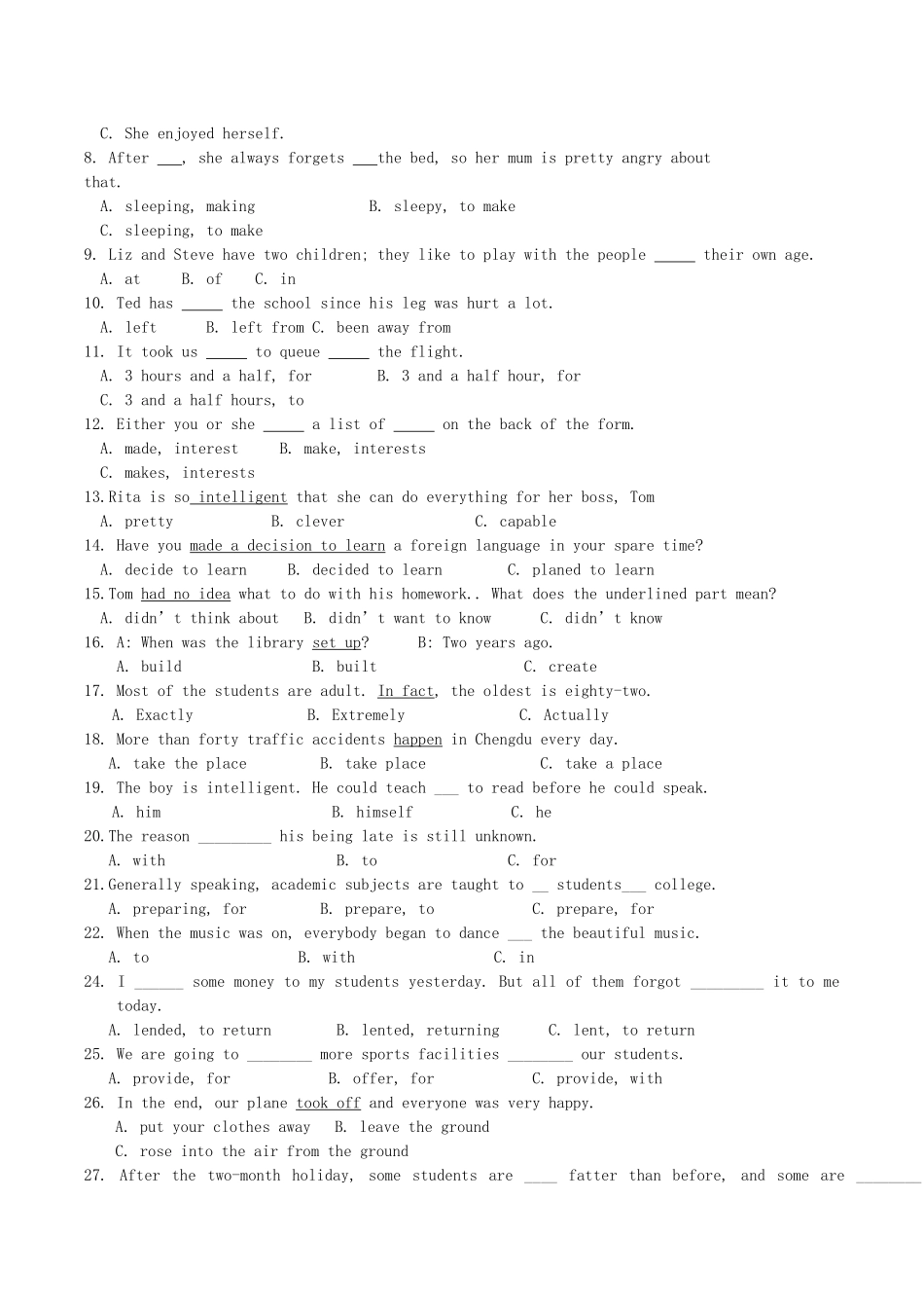 四川省成都市实验2011九级英语上学期期中考试实验班无答案 _第2页