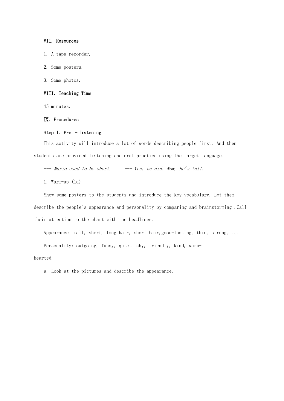 秋九年级英语全册 Unit 2 I used to be afraid of the dark Period one说课教案 人教新目标版-人教新目标版初中九年级全册英语教案_第3页