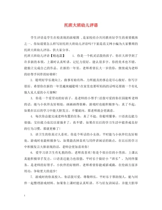 托班大班幼儿评语 