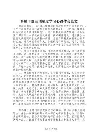 乡镇干部三项制度学习体会心得范文