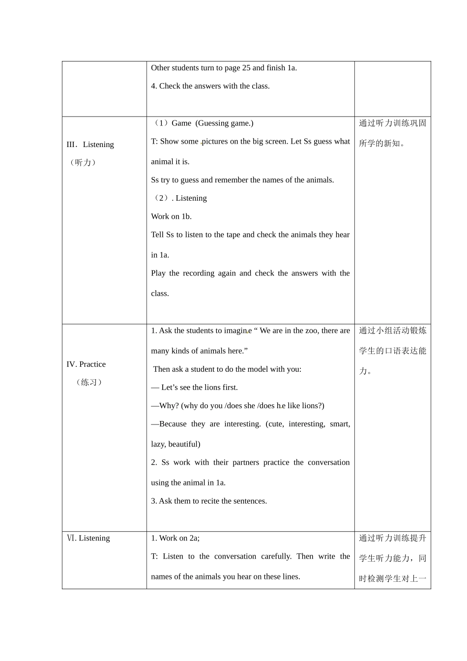 海南省万宁市思源实验学校七年级英语下册《Unit 5 Why do you like pandas Period 1 Section A(1a-2d)》教案 （新版）人教新目标版_第3页