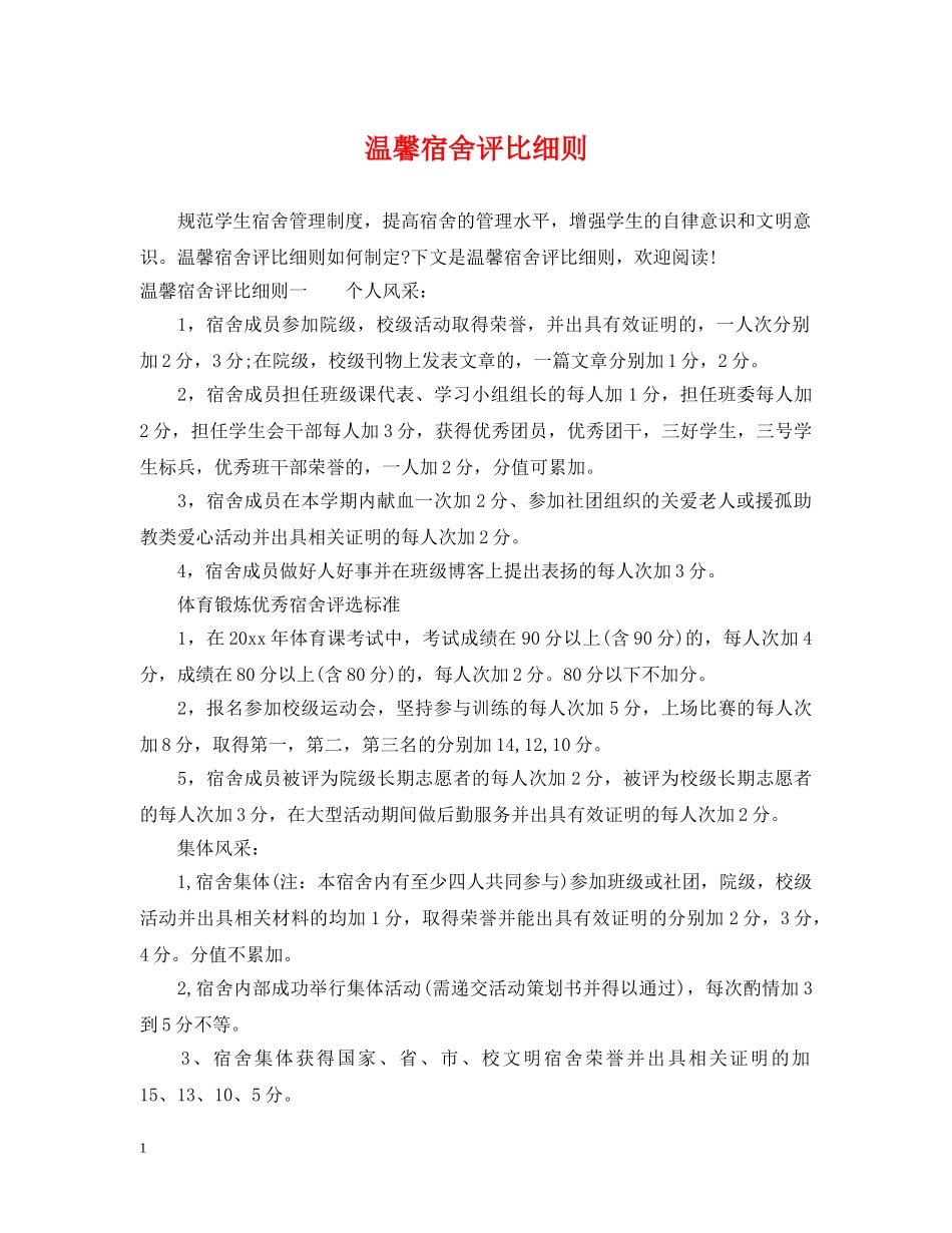 温馨宿舍评比细则 _第1页
