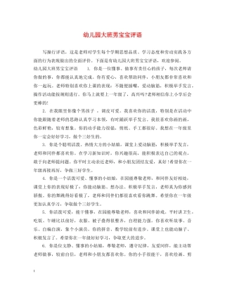 幼儿园大班男宝宝评语 