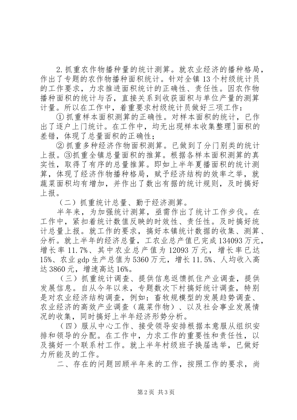 乡镇统计工作总结范文 _第2页