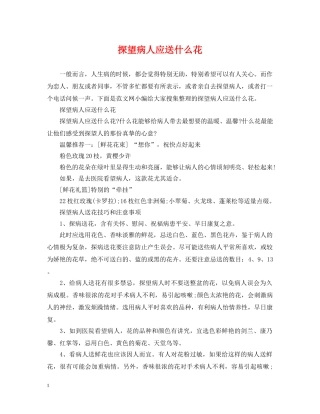探望病人应送什么花 