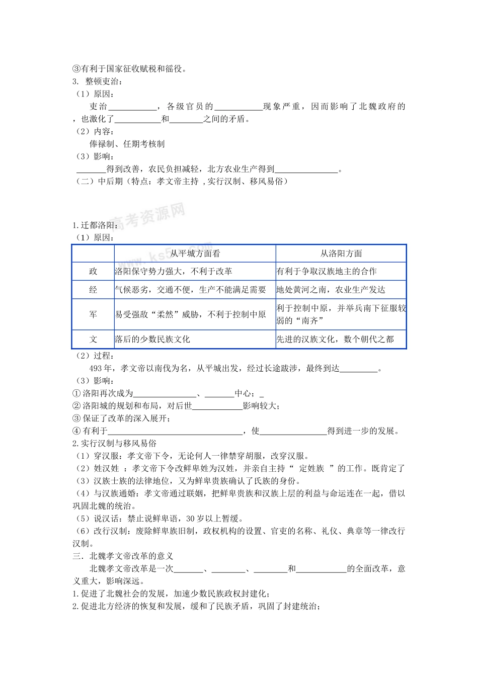 高中历史历史：2.5《北魏孝文帝改革与民族融合》学案（岳麓版选修1）_第2页