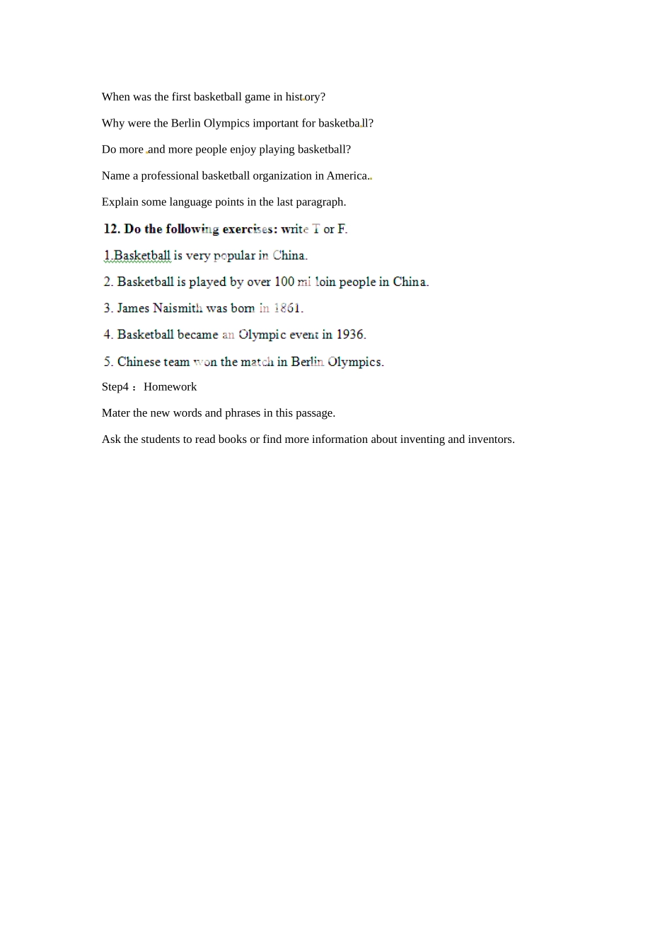 湖北省罗田县李婆墩中学九年级英语全册 Unit 6 When was it invented  Section B Reading教案 （新版）人教新目标版_第3页