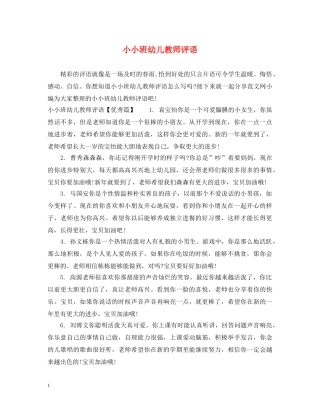 小小班幼儿教师评语 
