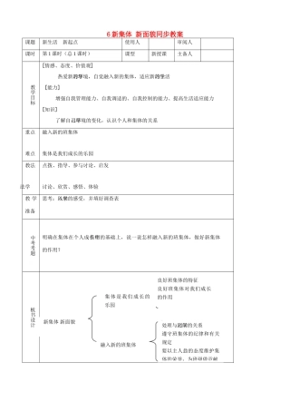 七年级思品上册 6新集体 新面貌同步教学设计 鲁教版教材