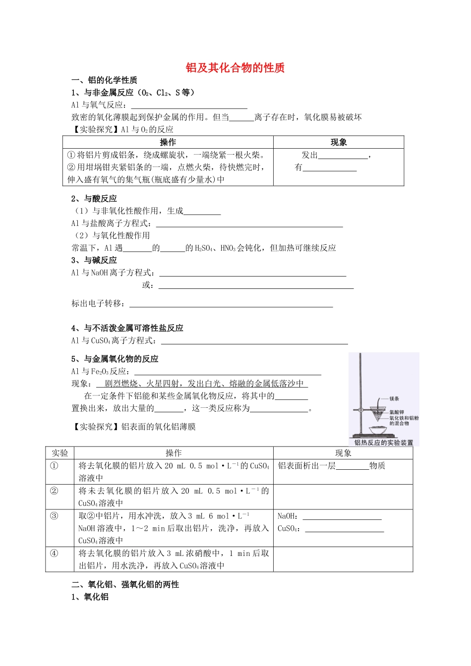 高考化学 实验化学铝及其化合物的性质学案 苏教版修6_第1页