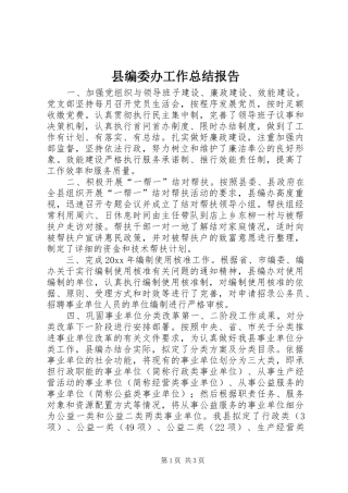 县编委办工作总结报告 