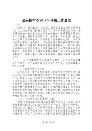 县疾控中心202X年年度工作总结