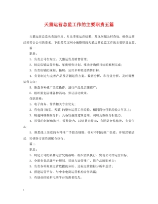 天猫运营总监工作的主要职责五篇 