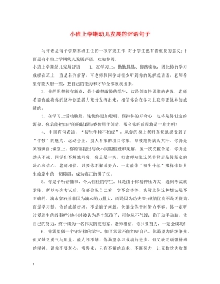 小班上学期幼儿发展的评语句子 