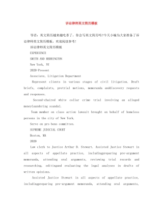 诉讼律师英文简历模板 