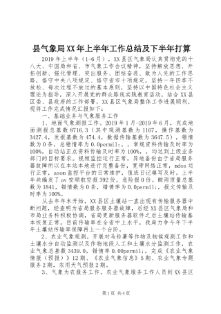 县气象局XX年上半年工作总结及下半年打算 
