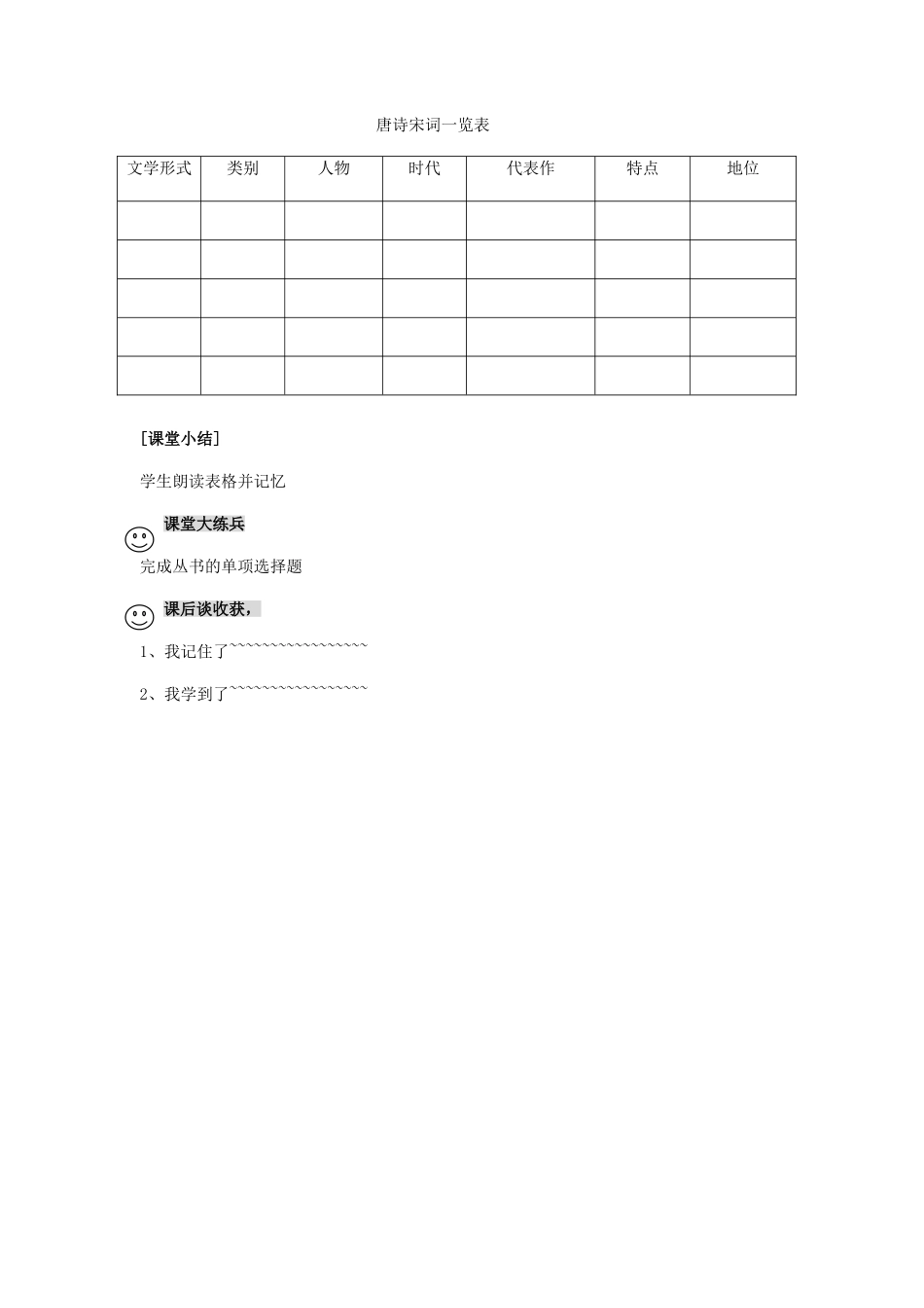【成都龙泉驿区】七年级历史下册 第18课 唐诗与宋词导学案 川教版_第3页