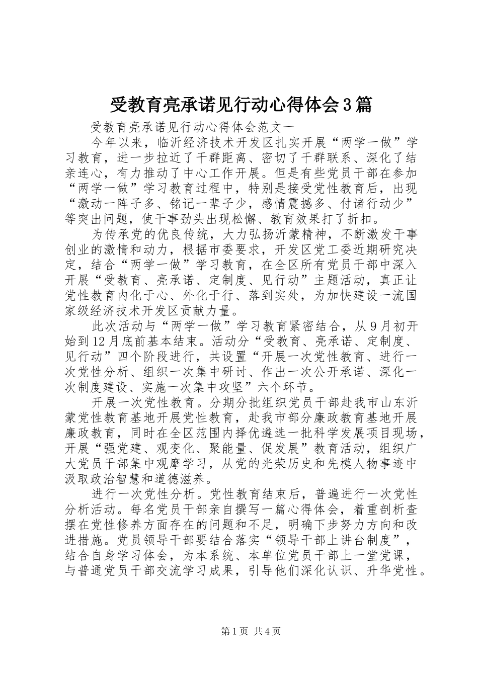 受教育亮承诺见行动体会心得3篇_第1页