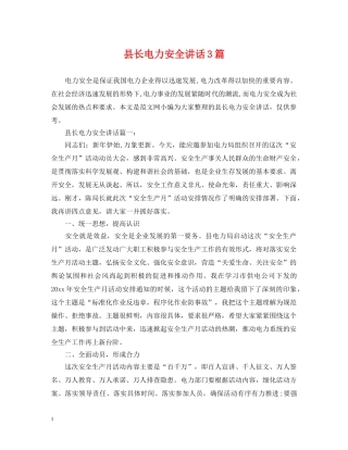 县长电力安全讲话3篇 