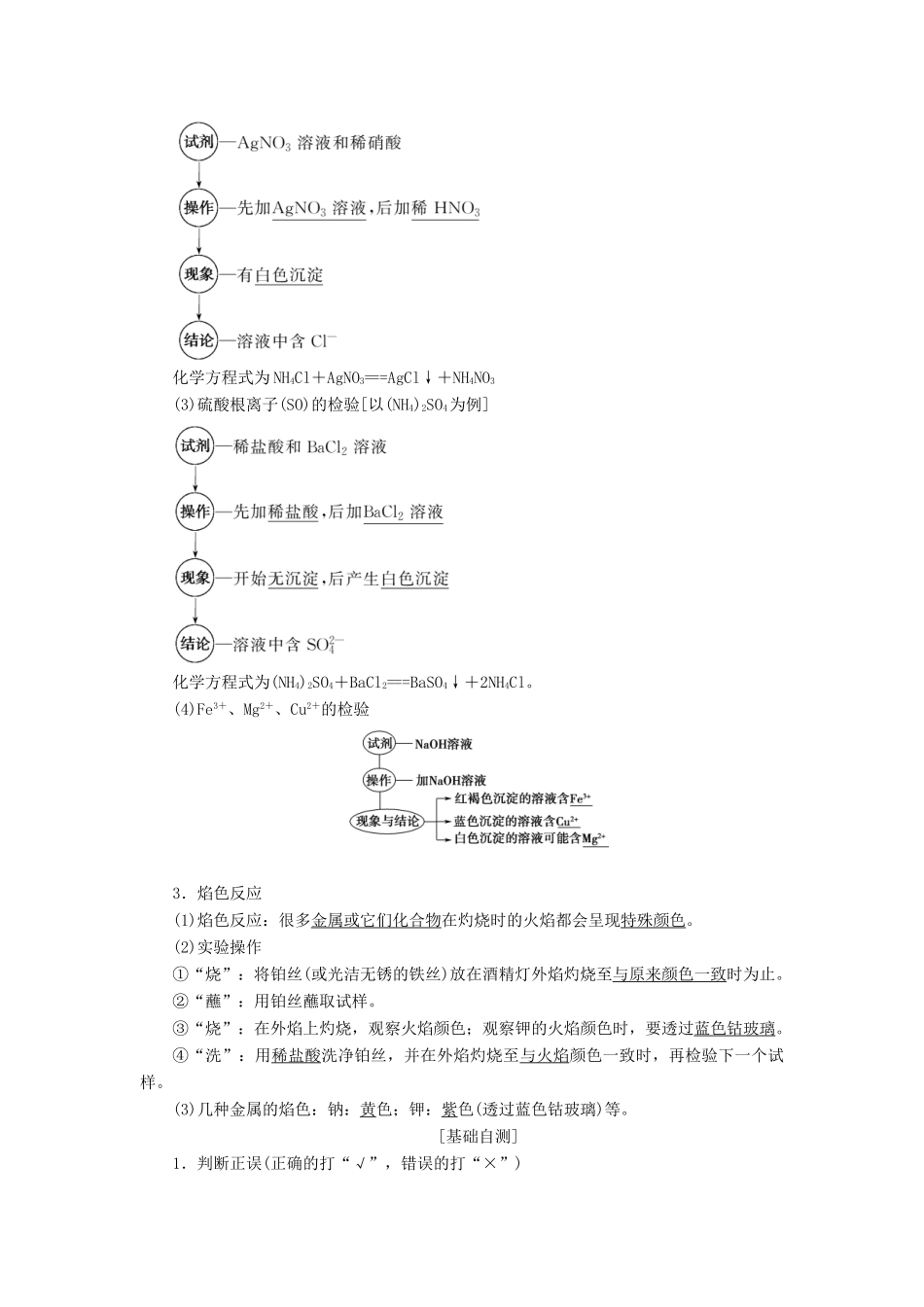 高中化学 专题1 化学家眼中的物质世界 第2单元 研究物质的实验方法 第2课时 常见物质的检验学案 苏教版必修1-苏教版高一必修1化学学案_第2页