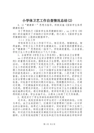 小学体卫艺工作自查情况总结