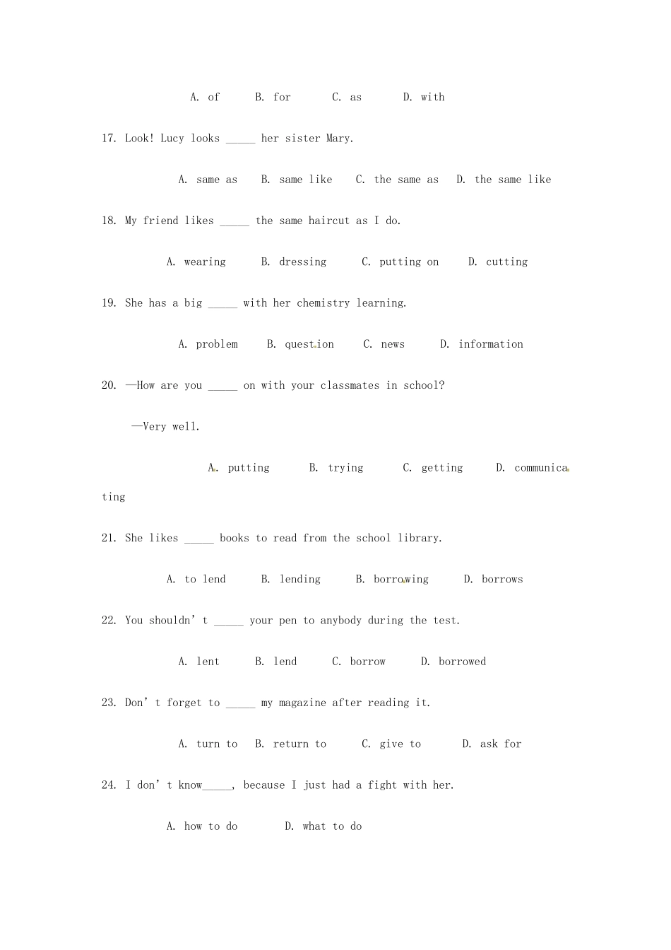 湖北省十堰市竹山县茂华中学八年级英语下册《Unit 2 What should I do》知识点测试 人教新目标版_第3页