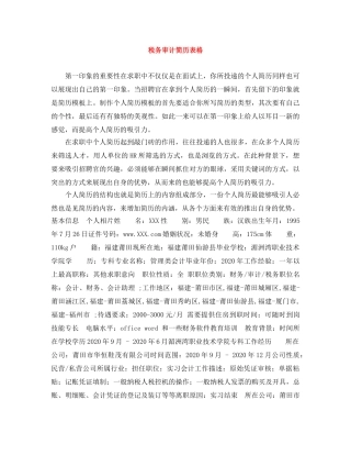 税务审计简历表格 