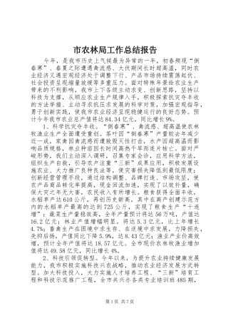 市农林局工作总结报告 