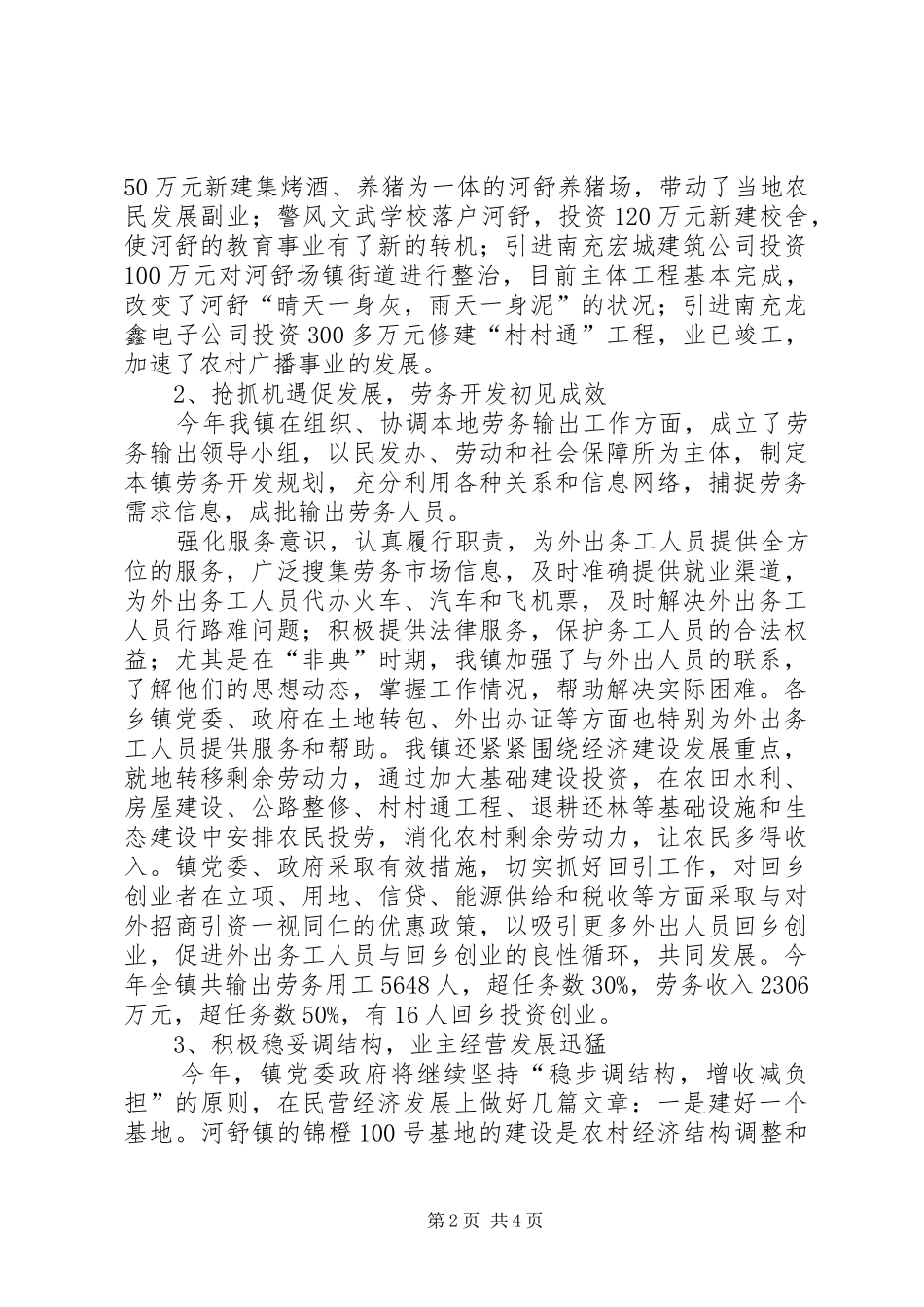 乡镇民营经济工作总结 _第2页