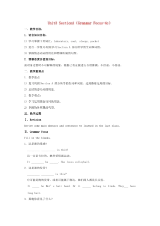 秋九年级英语全册 Unit 3《It must belong to Carla》（Section A Grammar-4c）教案 （新版）鲁教版五四制-鲁教版五四制初中九年级全册英语教案