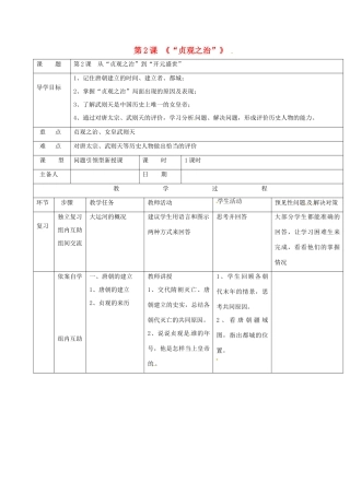 吉林省通化市七年级历史下册 第一单元 第2课 贞观之治导学案 鲁教版-鲁教版初中七年级下册历史学案
