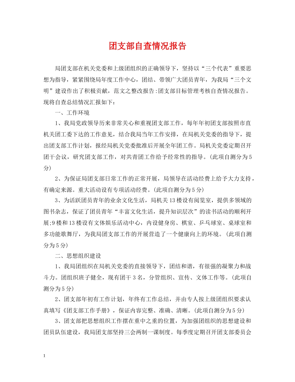 团支部自查情况报告 _第1页