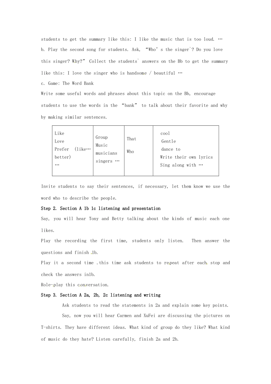 黑龙江省铁力市第五中学九年级英语全册 Unit 6 I like music that I can dance to Period 1教案 人教新目标版_第2页