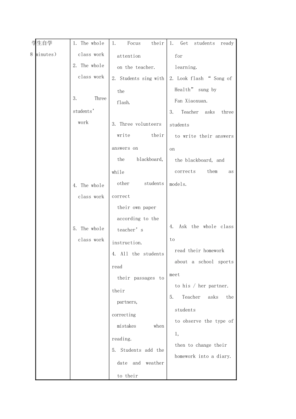河北省沙河市八年级英语上册 Unit 1 Playing Sports Topic 3 The school sports meet is coming Section D教案 （新版）仁爱版-（新版）仁爱版初中八年级上册英语教案_第3页