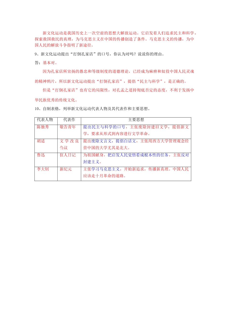 湖北省云梦县隔蒲祥山中学八年级历史上册 8 新文化运动导学案 岳麓版_第2页