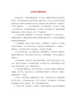 小学骨干教师评语 