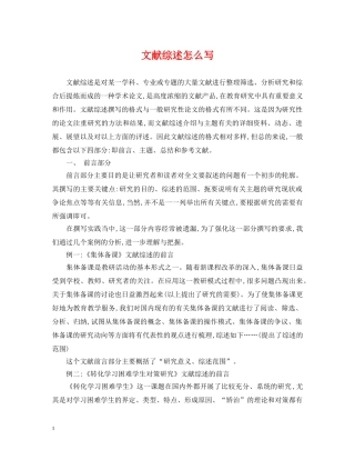 文献综述怎么写 