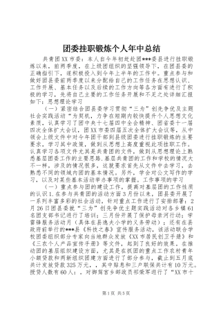 团委挂职锻炼个人年中总结 