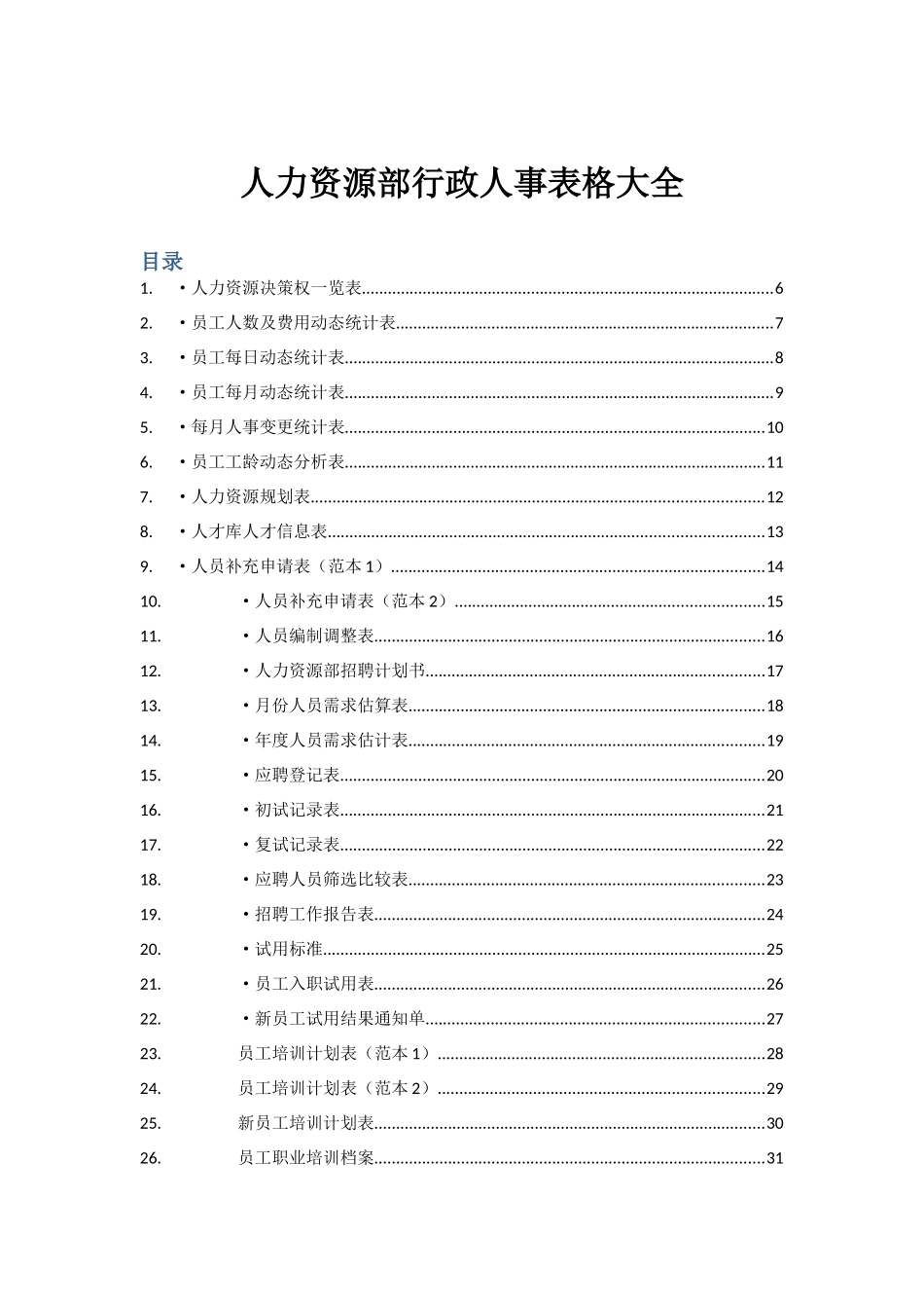 人力资源部行政人事表格大全(125页)(1)_第1页