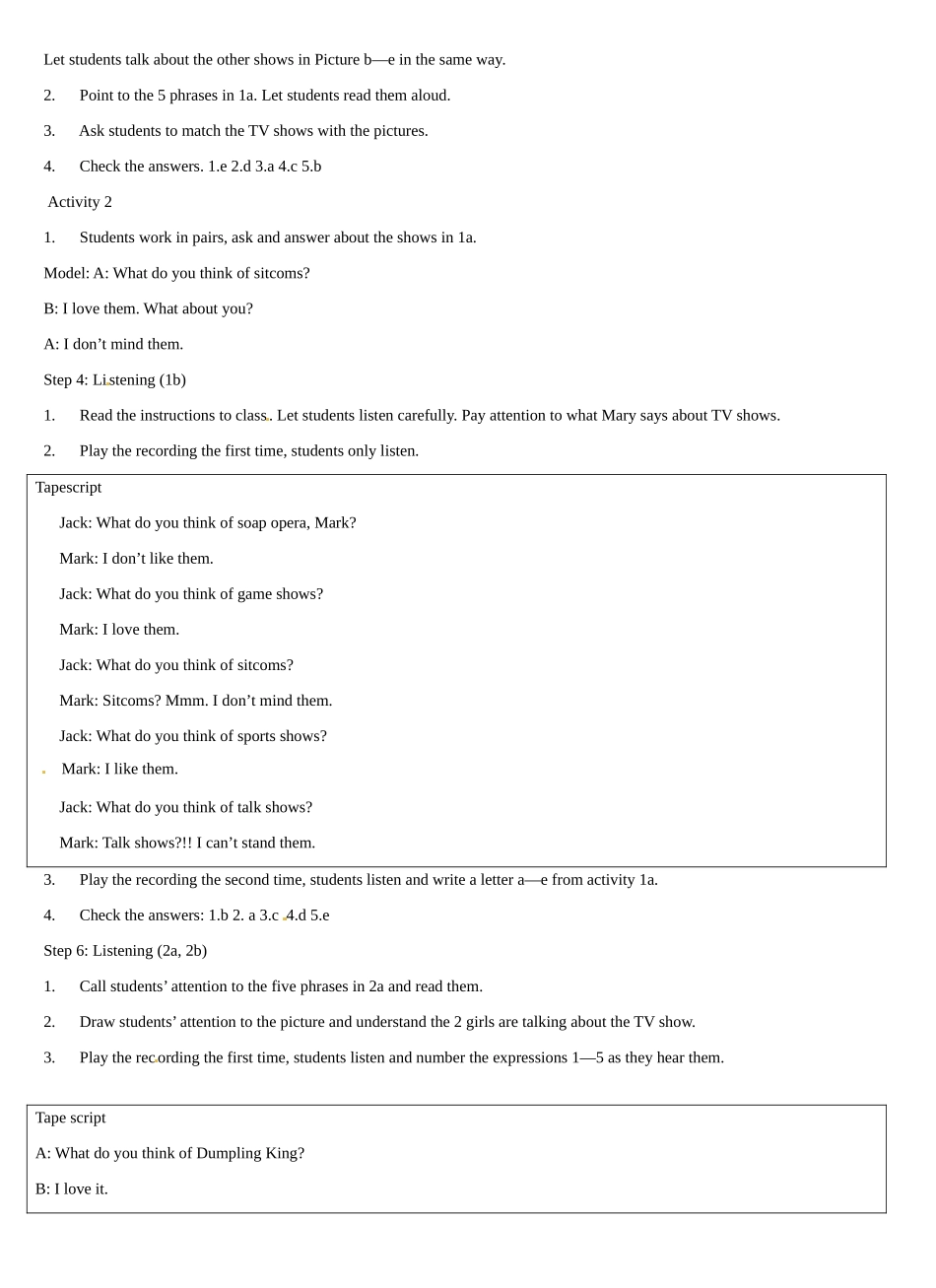 河北省秦皇岛市抚宁县驻操营学区初中七年级英语下册 Unit 11 What do you think of game shows教学设计 人教新目标版_第3页