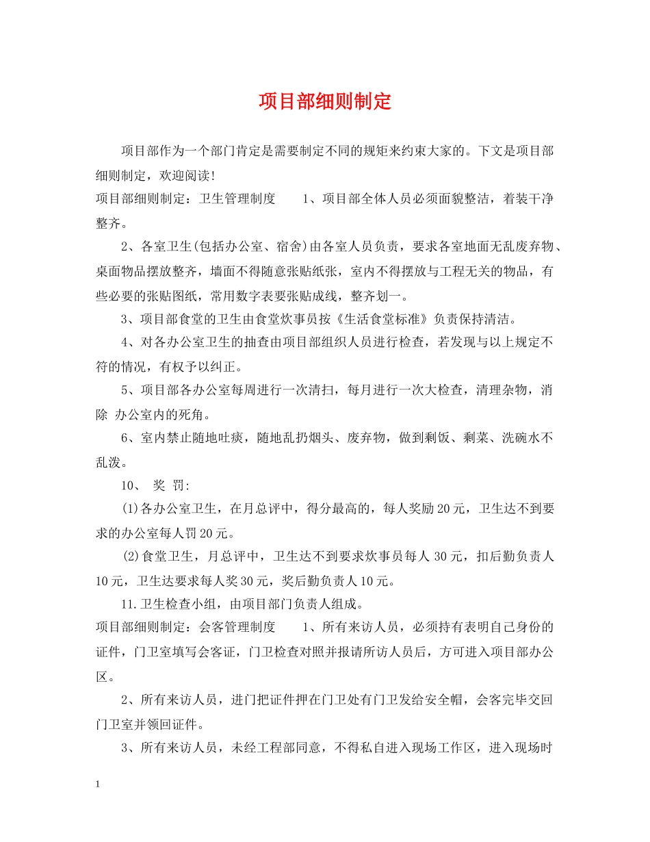 项目部细则制定 _第1页