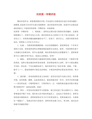托班第一学期评语 