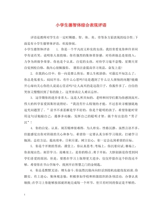 小学生德智体综合表现评语 