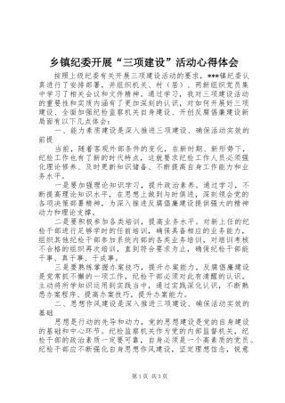 乡镇纪委开展“三项建设”活动体会心得