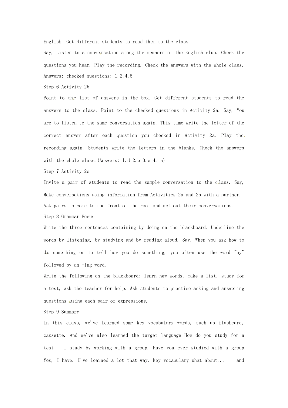 河南省洛阳34中九年级英语全册 Unit 1 How do you study for a test教案 人教新目标版_第3页