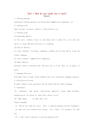 河南省洛阳34中九年级英语全册 Unit 1 How do you study for a test教案 人教新目标版