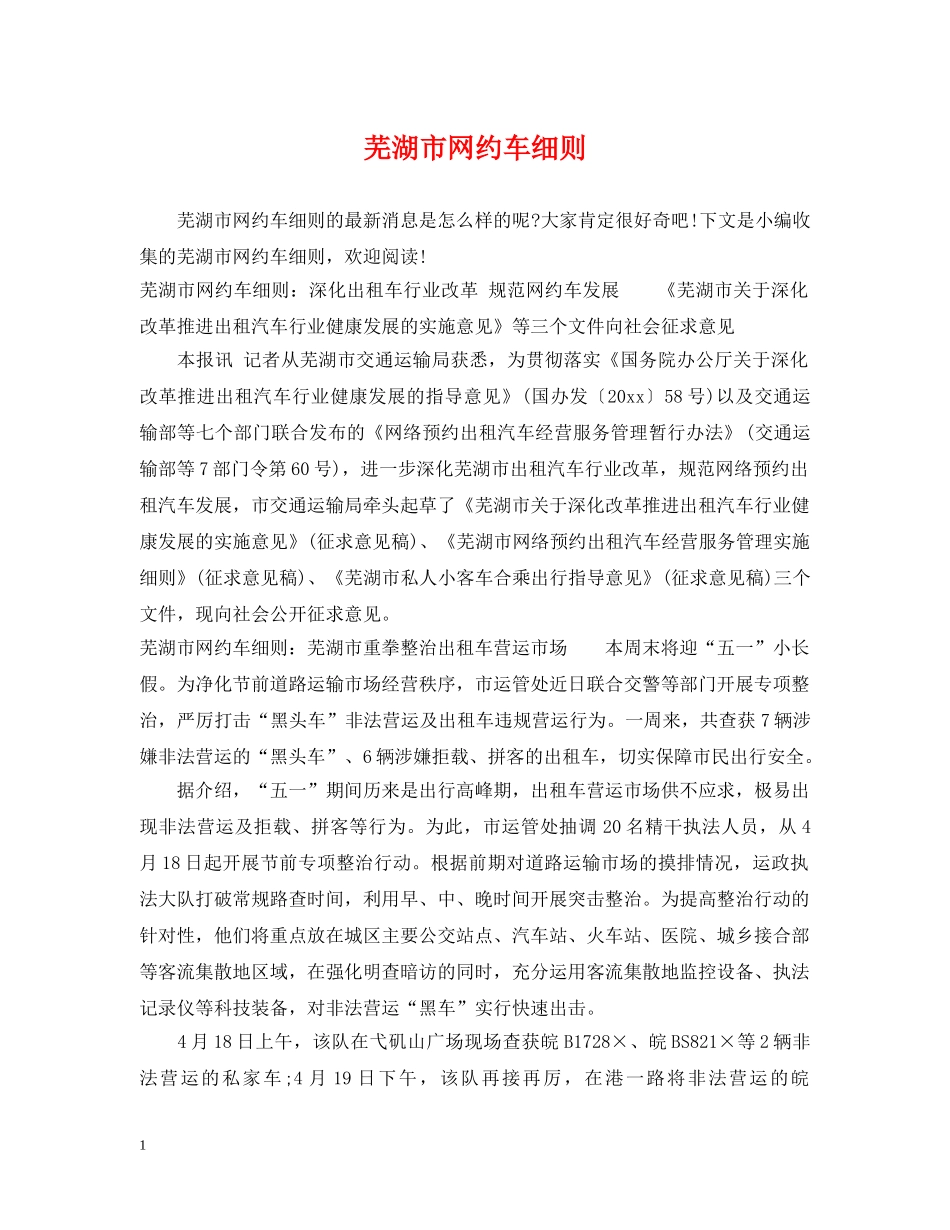 芜湖市网约车细则 _第1页
